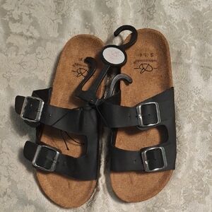 Women's Black Buckle Sandals